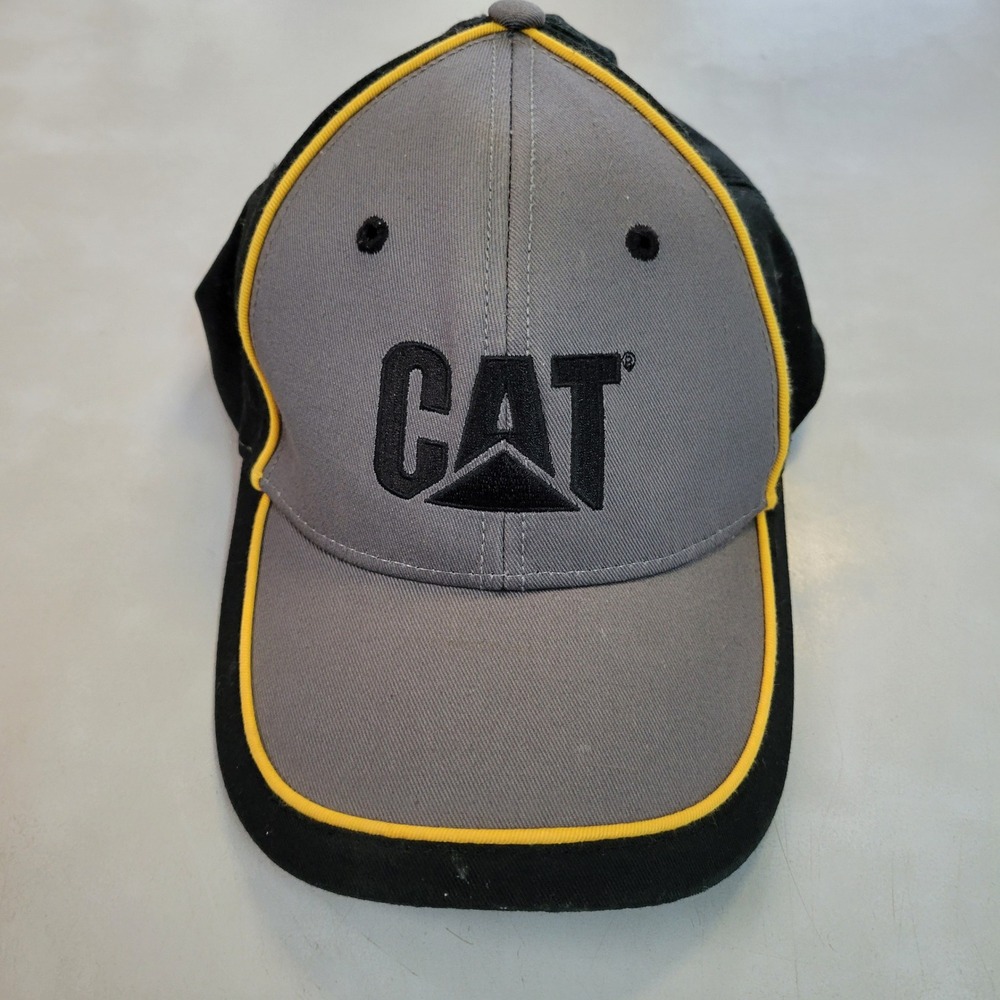 CAT Caterpillar‎ Embroidered Logo Baseball Cap Hat Gray Black Yellow